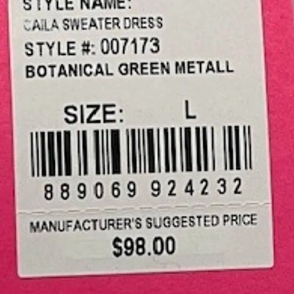 Lilly Pulitzer Caila Sweater Dress Botanical Green Metallic - Picture 7 of 8